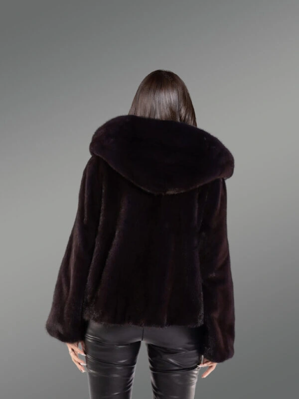 Full Skin Mink Coat with Lapel in Rich Brown - Image 9