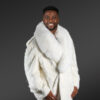Mens Mink Pea Coat with Fox Fur Collar