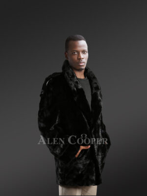 Mens Black Mink Pea Coat – Look Suave Effortlessly
