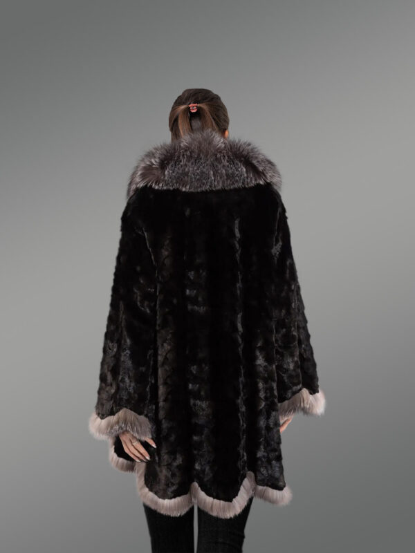 Women's Mink Swing Coat with Fox Fur Trims - Image 4