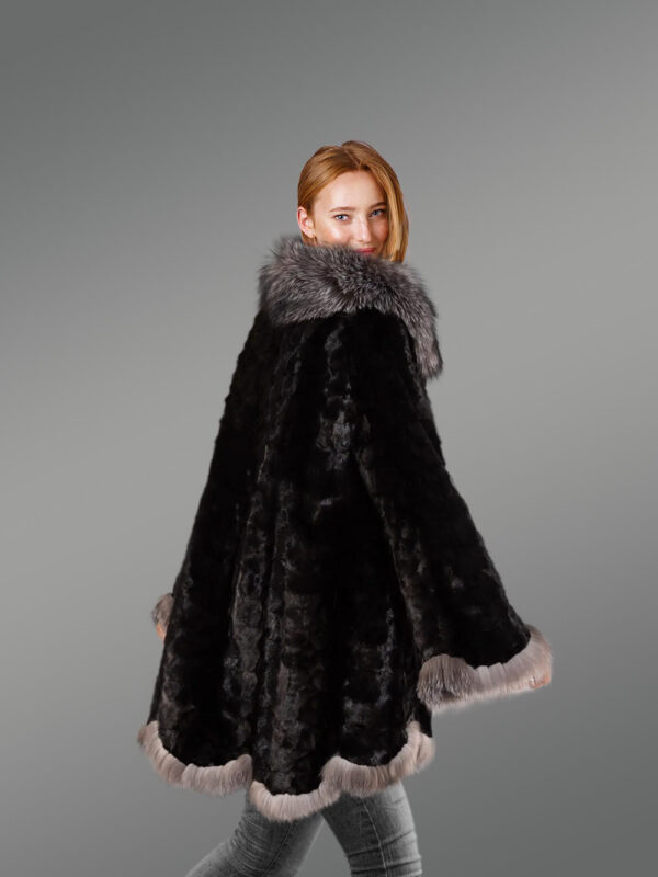 Women's Mink Swing Coat with Fox Fur Trims - Image 6