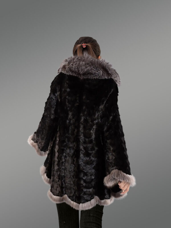 Women's Mink Swing Coat with Fox Fur Trims - Image 7