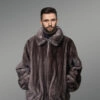 Men’s Blue Iris Mink Bomber Jacket