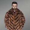 Mens Chinchilla Fur Bomber Jacket