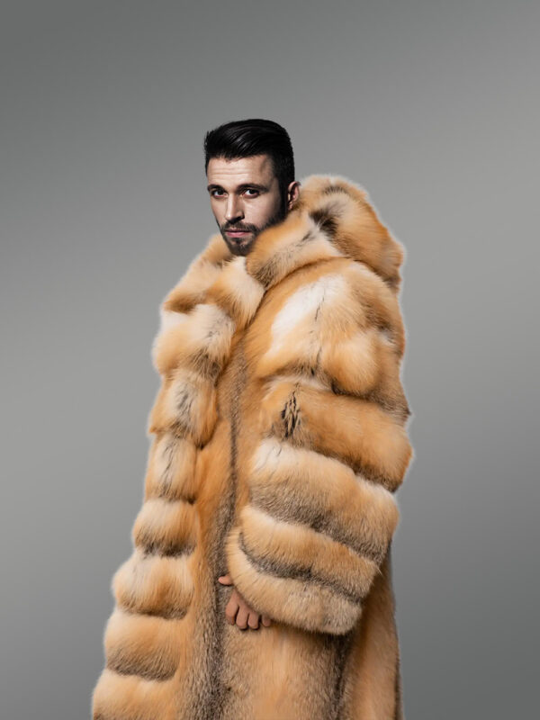 Red Fox Fur Tuxedo Coat Flaunting a Flamboyant Look for Men - Image 9