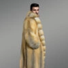 Men’s Golden Fox Fur Long Tuxedo Coat