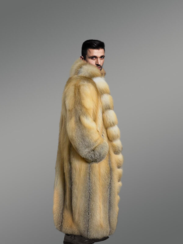 Men’s Golden Fox Fur Long Tuxedo Coat