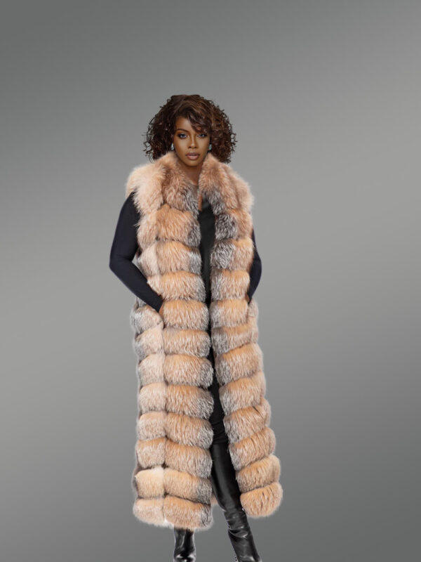 Womens Long Fox Fur Vest – Always Look Effortlessly Elegant - Image 2