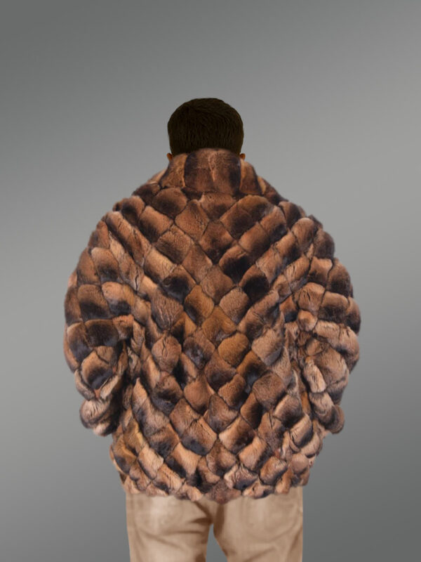 Mens Chinchilla Fur Bomber Jacket