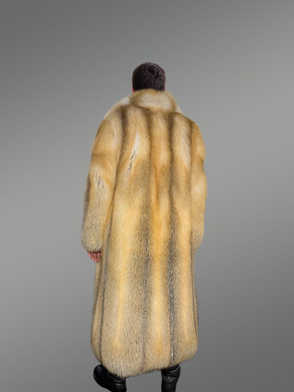 Men’s Golden Fox Fur Long Tuxedo Coat