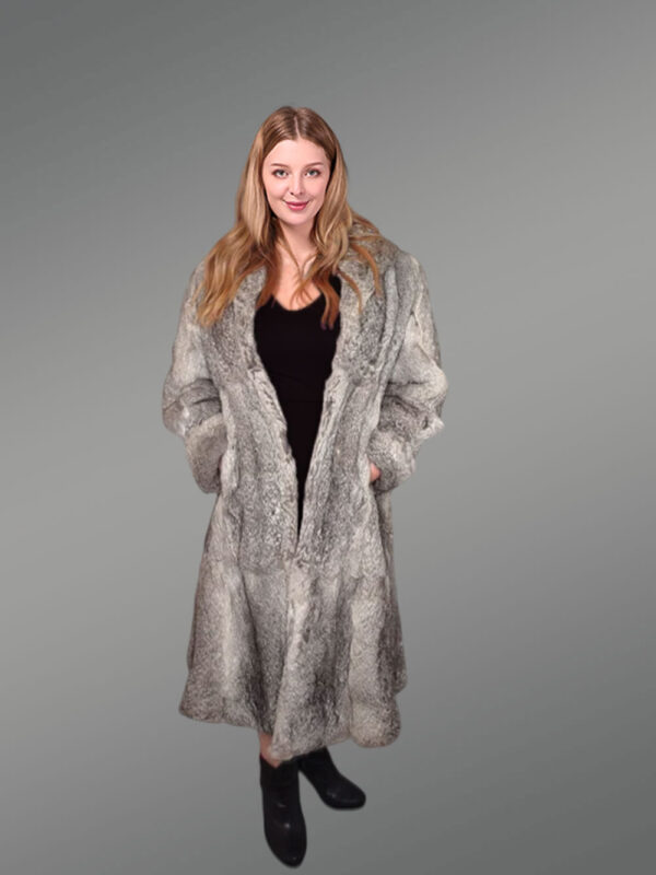 Stylish Long Rabbit Fur Coat