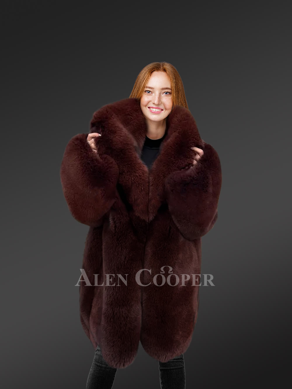 Arctic Fox Dyed Womens Coat Handcrafted with Majestic Comfort - Image 3