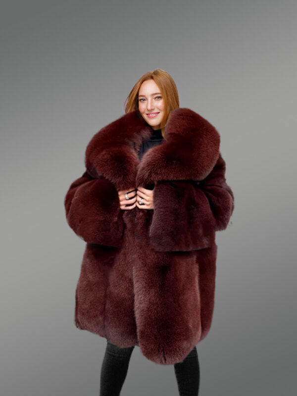 Full Skin Arctic Fox Dyed Coat - Image 4