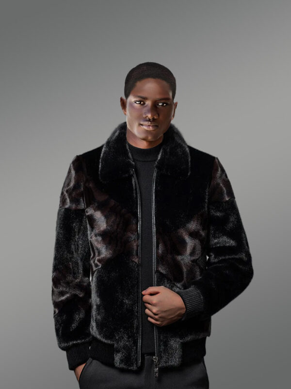 Men’s Full Skin Mink Bomber with Elastane - Image 2