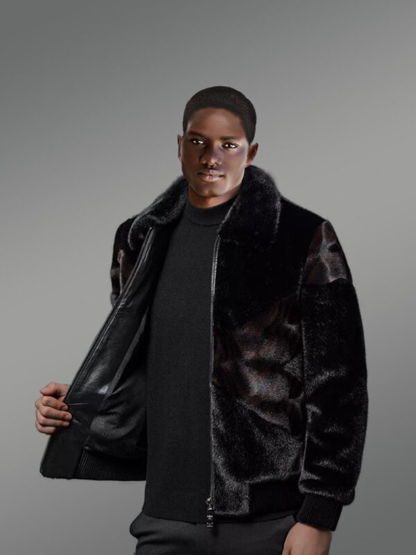 Men’s Full Skin Mink Bomber with Elastane - Image 6