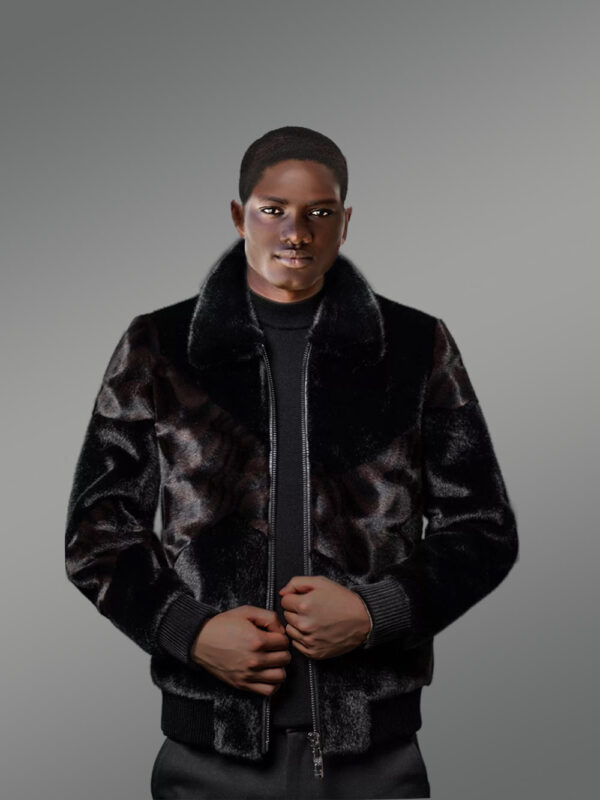 Men’s Full Skin Mink Bomber with Elastane