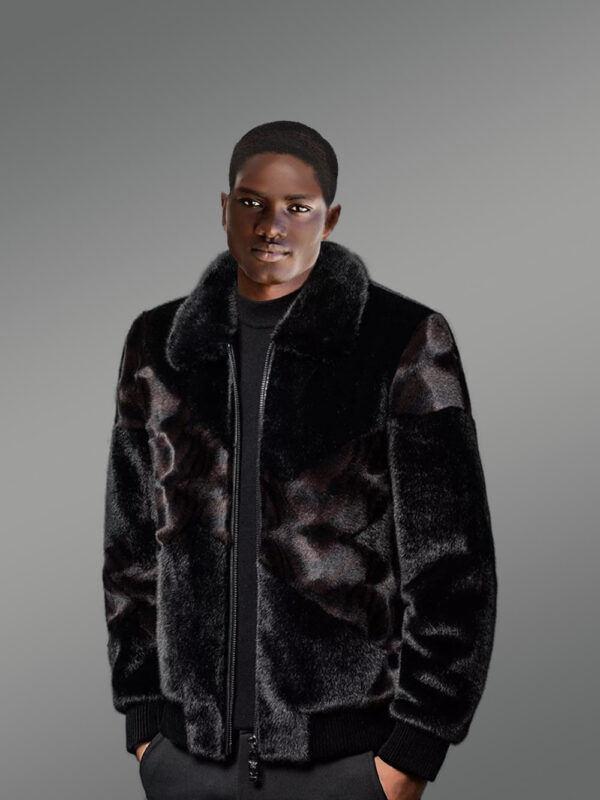 Men’s Full Skin Mink Bomber with Elastane - Image 3