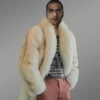 Men’s Parallel Pattern Authentic Frost Fox Fur Coat