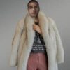 Men’s Parallel Pattern Authentic Frost Fox Fur Coat