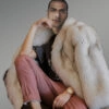 Men’s Parallel Pattern Authentic Frost Fox Fur Coat