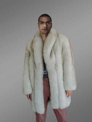 Men’s Parallel Pattern Authentic Frost Fox Fur Coat