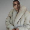 Men’s Parallel Pattern Authentic Frost Fox Fur Coat