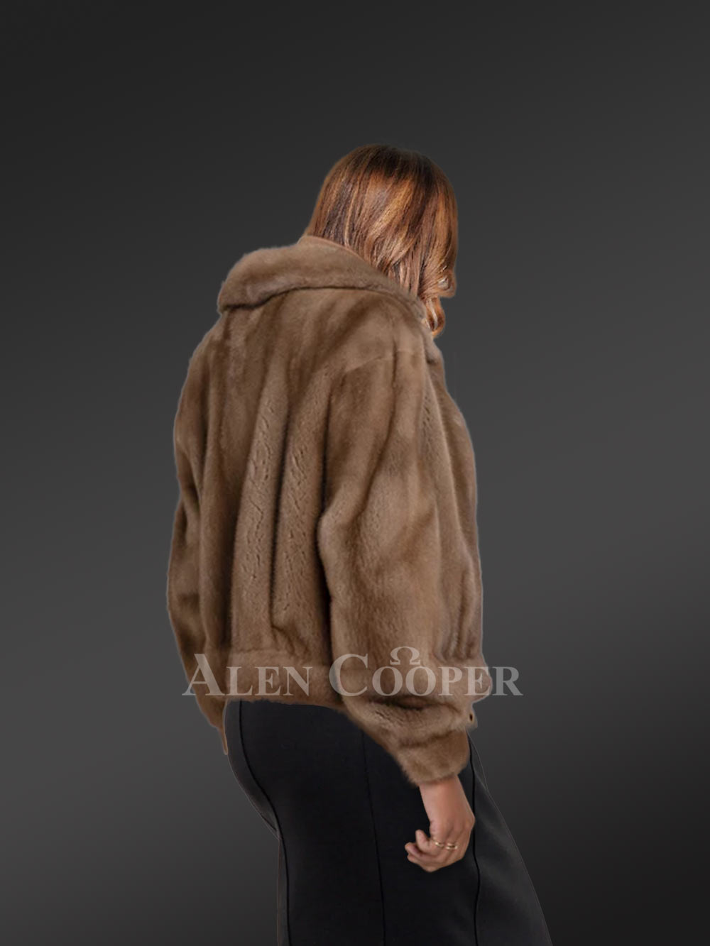 Womens Brown Mink Fur Bomber Jacket – Elegance, Functionality & Versatility - Image 3
