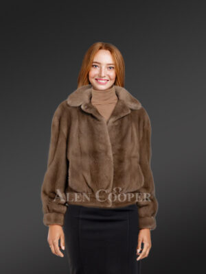 Womens Brown Mink Fur Bomber Jacket – Elegance, Functionality & Versatility