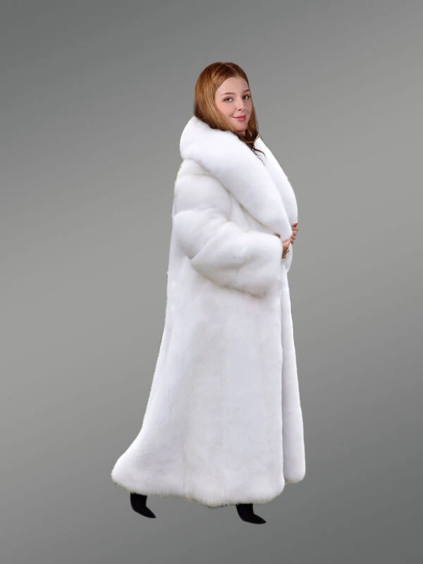 White Mink Fur Trench Coat For Women - Image 5