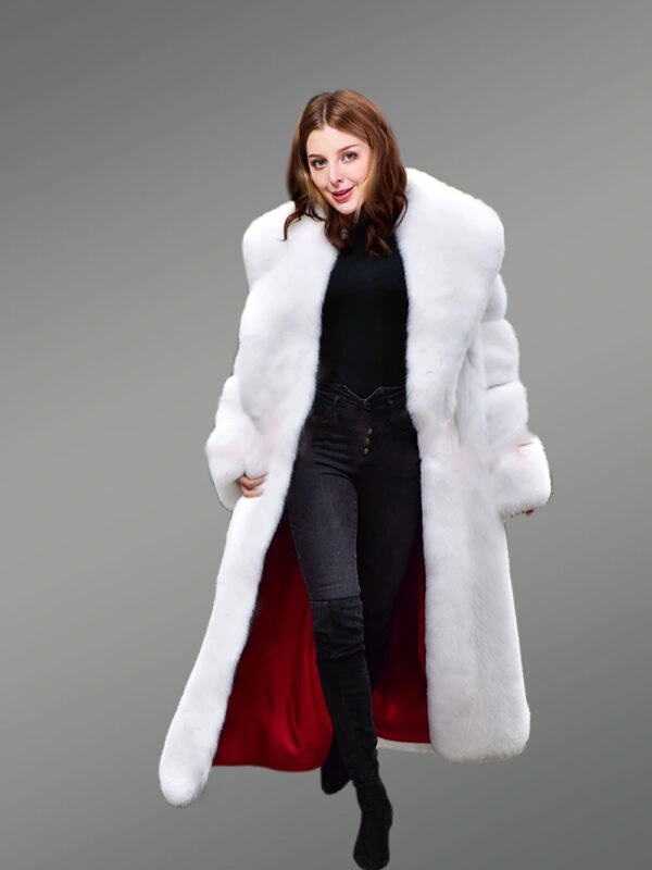 White Mink Fur Trench Coat For Women - Image 2