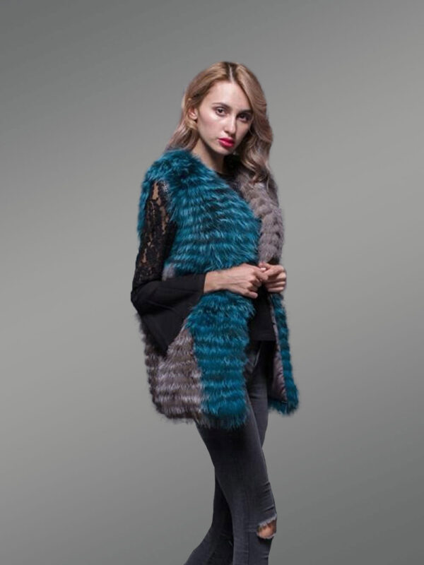 Women’s Classy Multi-Color Real Fox Fur True Warm Sleeveless Winter Vest - Image 2