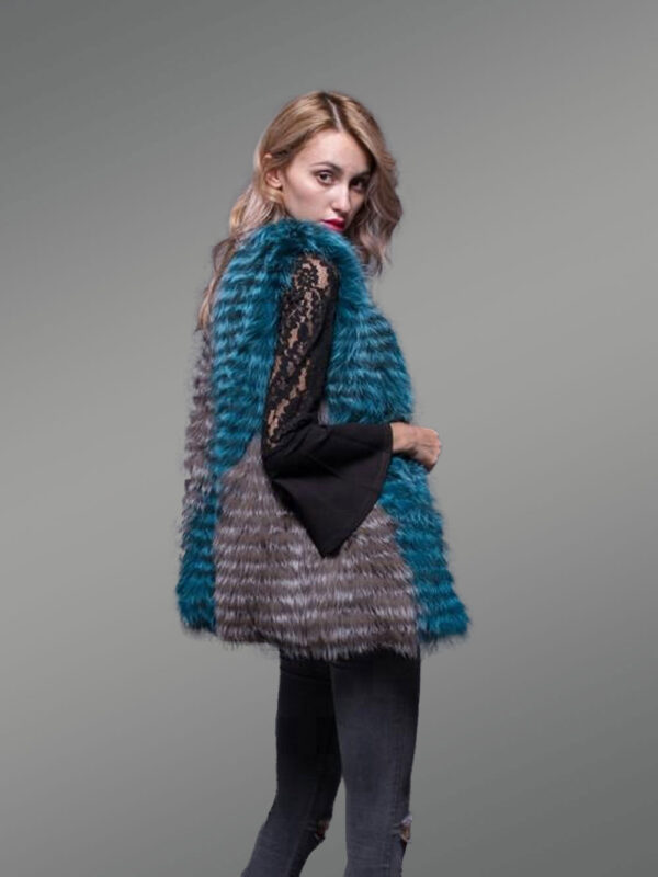 Women’s Classy Multi-Color Real Fox Fur True Warm Sleeveless Winter Vest - Image 3