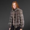 Blue Iris Mink women Bomber