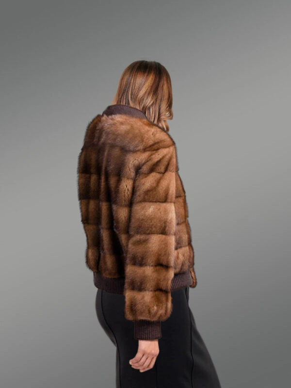 Women’s Baseball Mink Bomber Jacket - Image 2