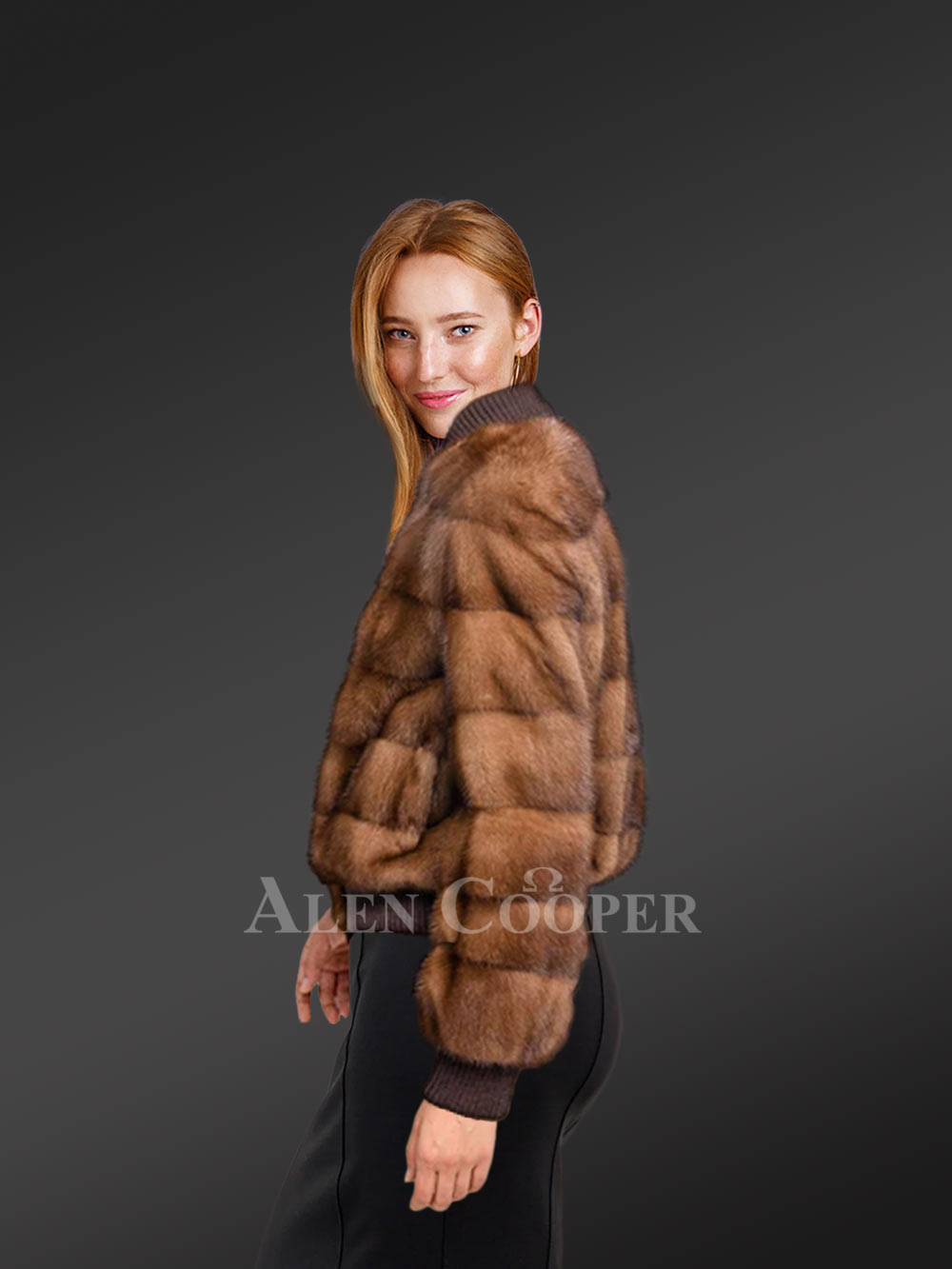 Women’s Baseball Mink Bomber Jacket - Image 2