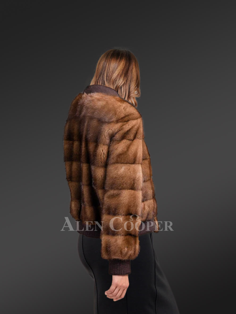 Women’s Baseball Mink Bomber Jacket - Image 3