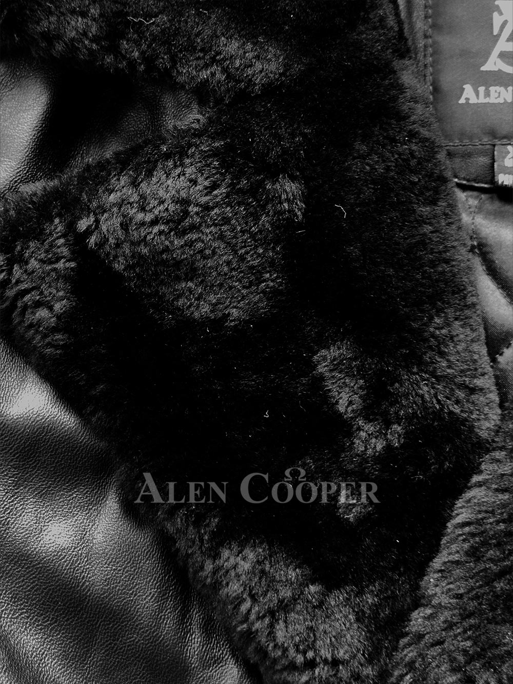 Men’s Biker Leather Jacket with Sheepskin Frontline - Image 11