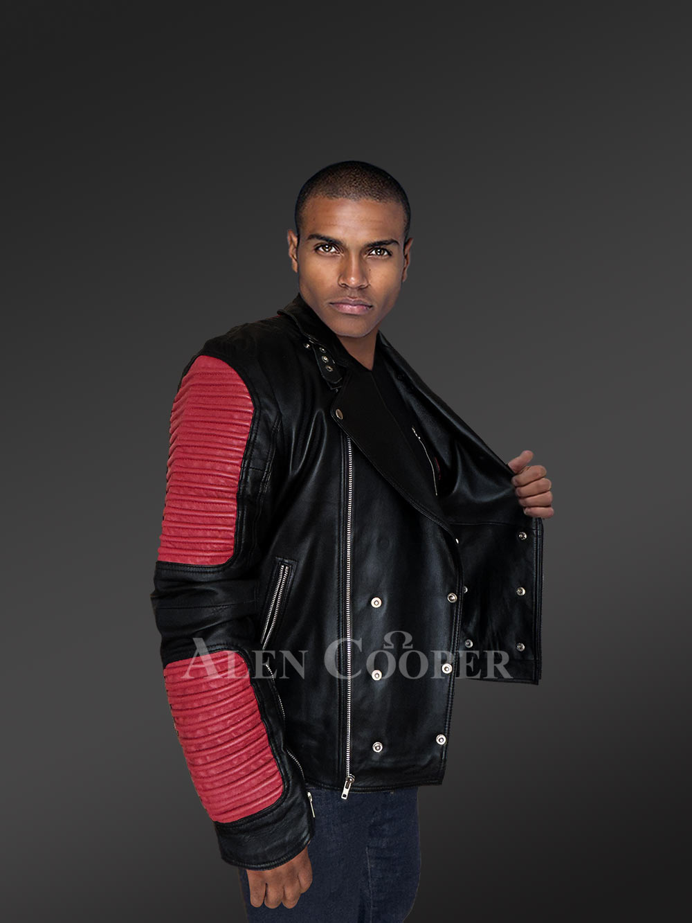 Men’s Dual Color Leather Jacket with a Majestic Warm Feel - Image 3