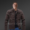 mens brown matt leather jacket