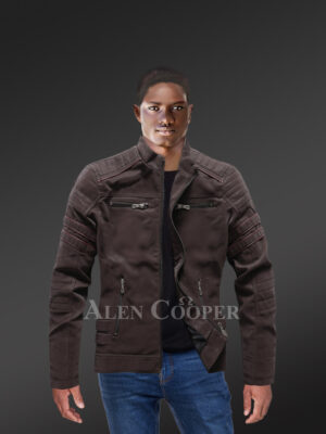 mens brown matt leather jacket