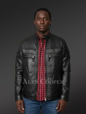 Turtle Neck Leather Jacket for Men with a Classy Warm Feel