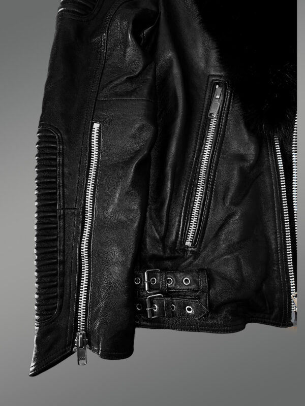 Mens Hooded Leather Biker Jacket with a Comfy Spectacular Look - Image 9