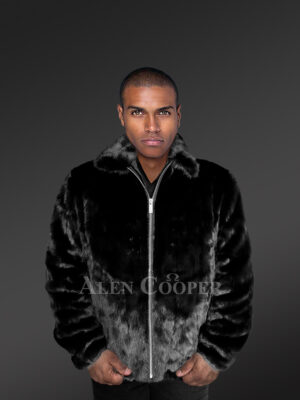 Mens Black Mink Bomber – Modish Outfit to Make a Bold Statement