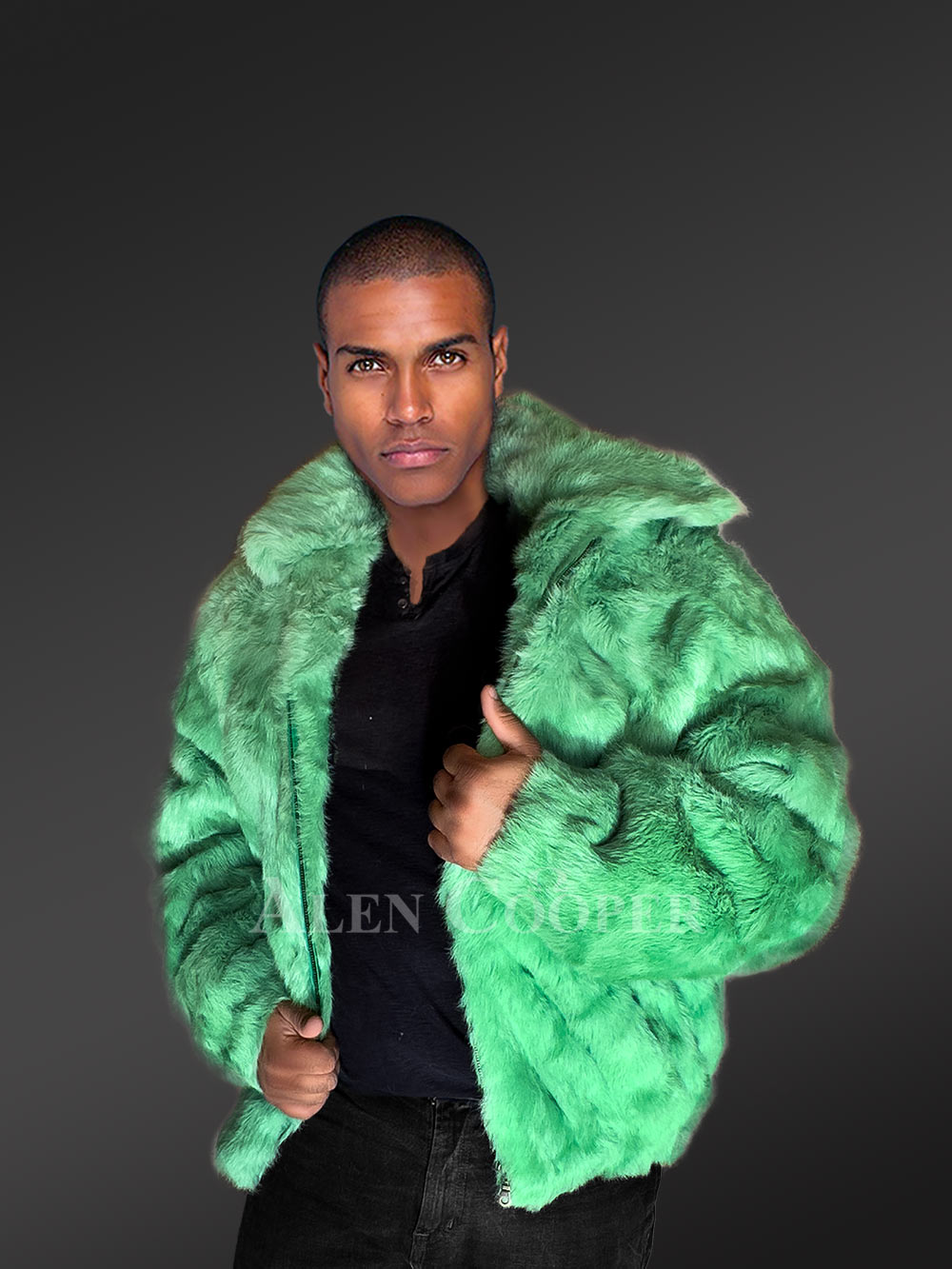 Mens Mint Green Bomber Jacket – Glam Up in an Instant - Image 4