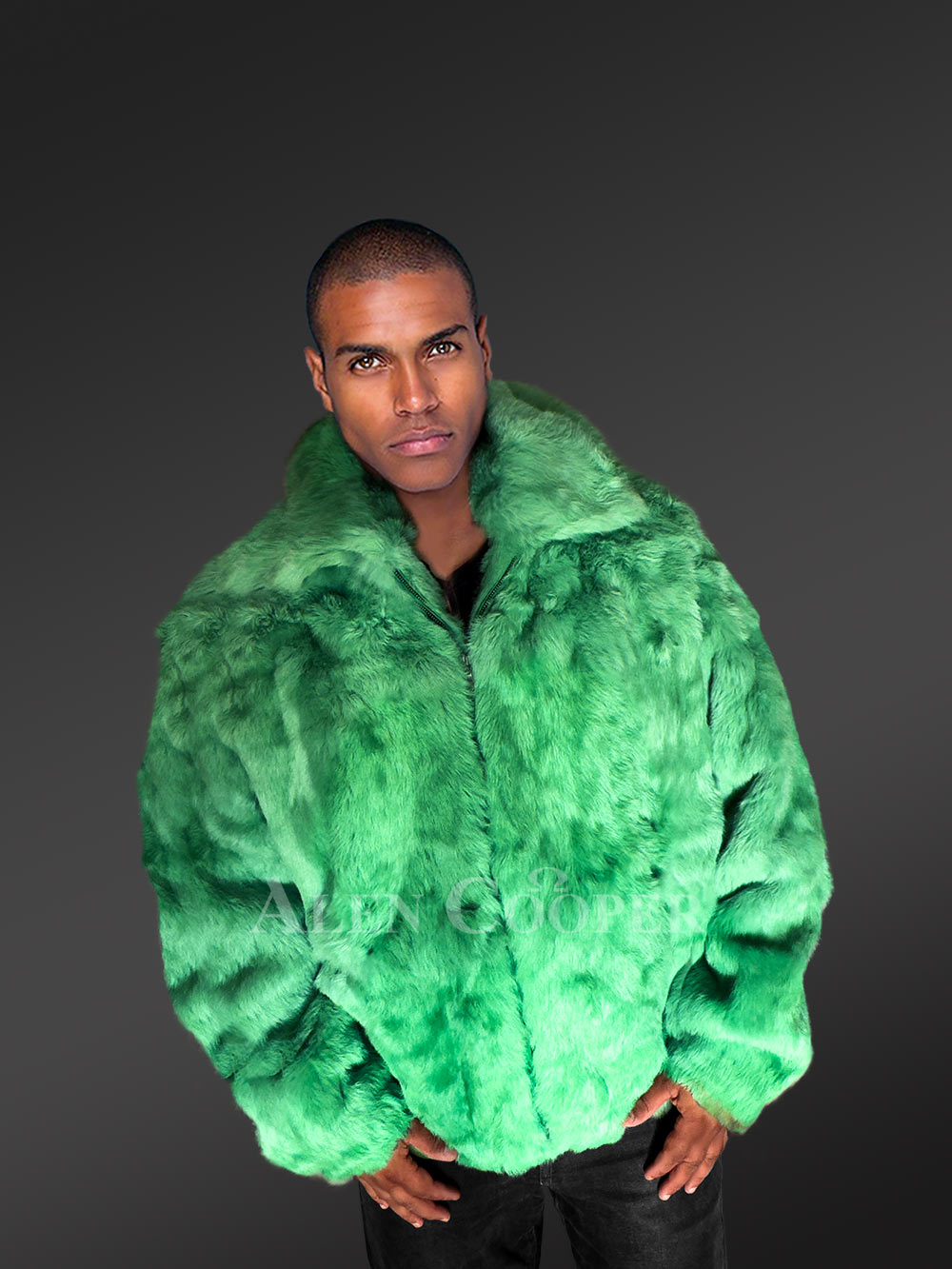 Mens Mint Green Bomber Jacket – Glam Up in an Instant - Image 2