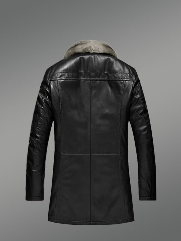 Genuine Lambskin Winter Coat with a Stylish Collar of Silver Fox Fur - Image 2