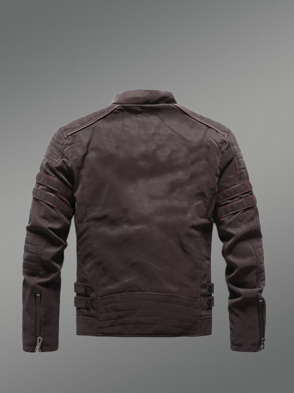 Men’s Matt Leather Jacket in Brown - Image 2