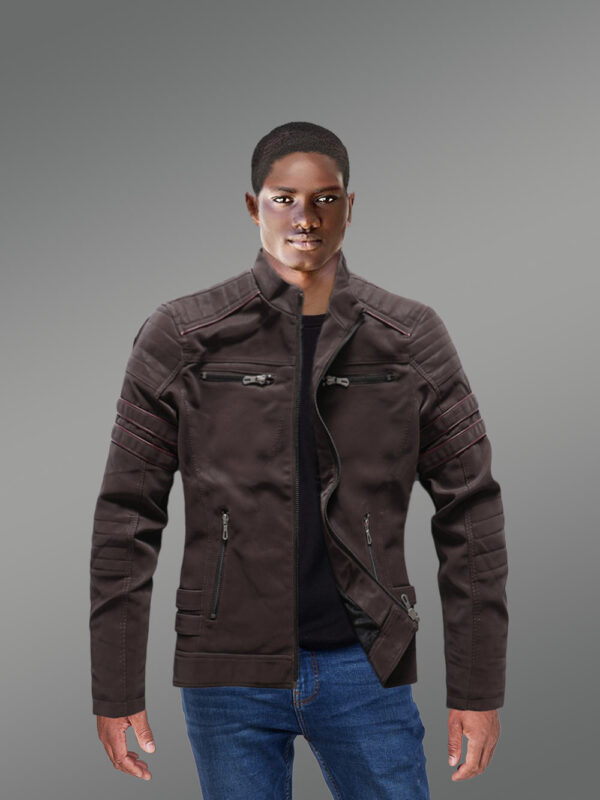 Men’s Matt Leather Jacket in Brown