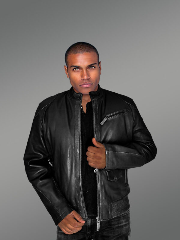 Mens Trendy Leather Bomber Jacket