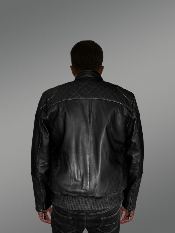 Mens Trendy Leather Bomber Jacket - Image 4